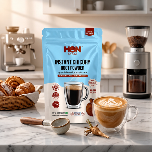 HON FOODS Chicory Root Powder 200 Gram (7 OZ) | Roasted & Granulated | Gluten Free | Rich Source of Inulin Fiber