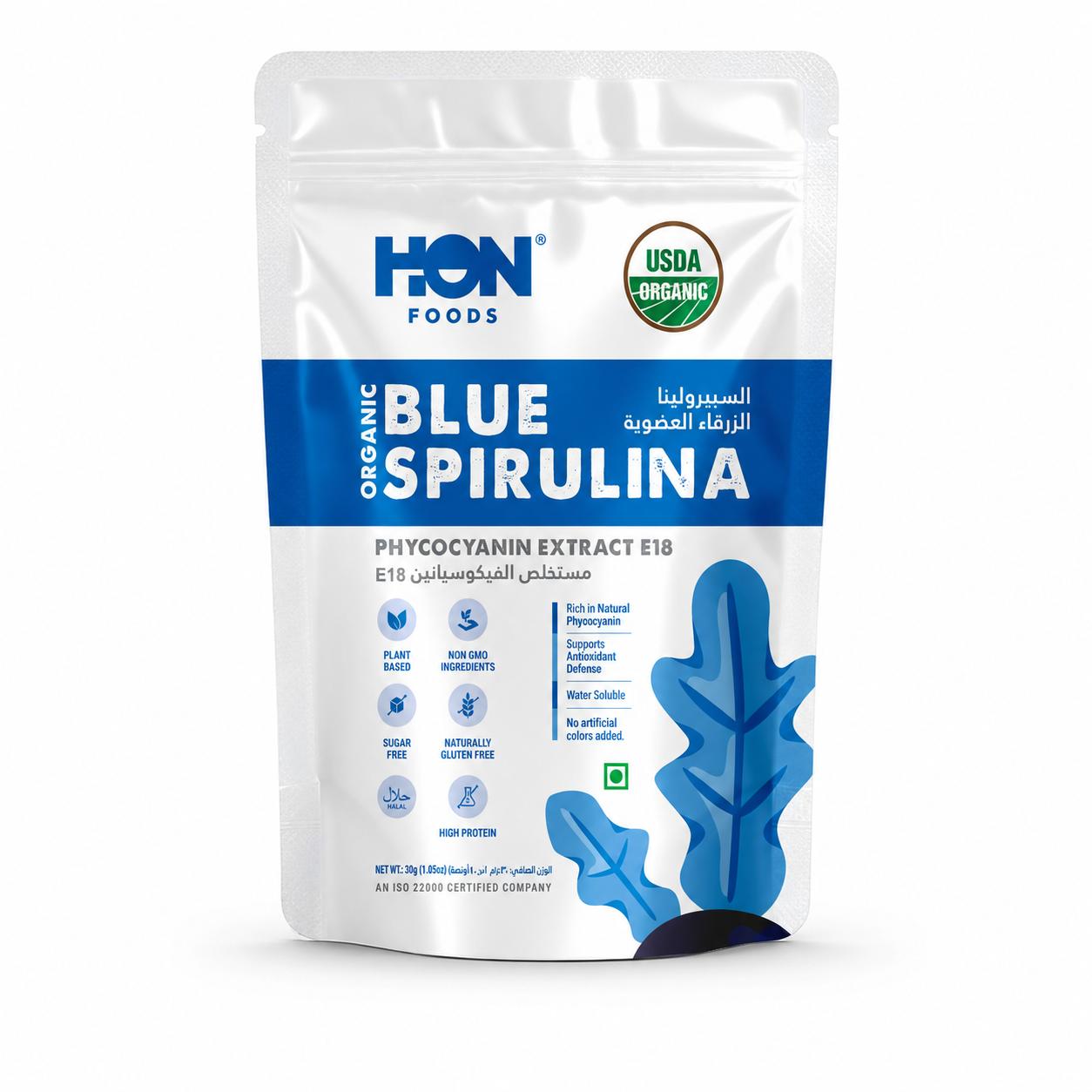 Organic Blue Spirulina Powder 30g | Phycocyanin Extract E18 | USDA Organic | Natural Blue Food Colour | Rich in Phycocyanin | Plant-Based Protein | Water Soluble | Non-GMO | Sugar Free | Gluten Free