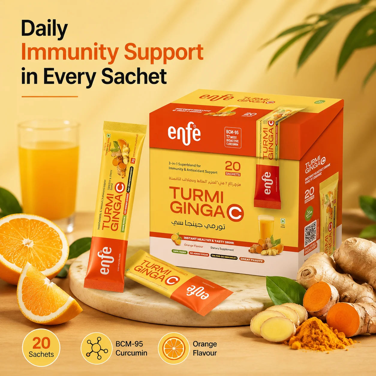 Turmeric Ginger C | Immunity Daily Sachets | Vitamin C + Anti-Inflammatory Blend