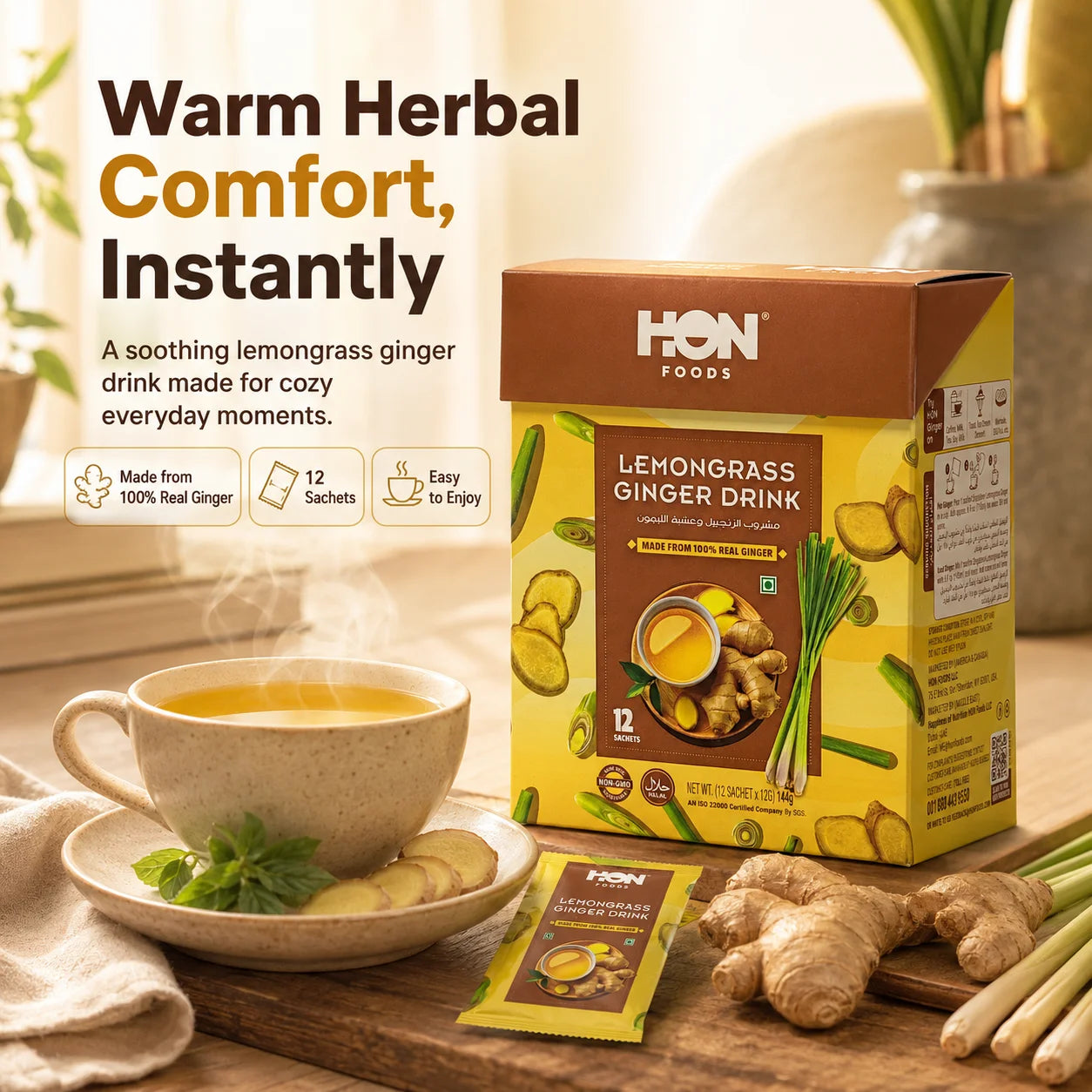 Lemongrass Ginger Tea | Caffeine-Free Herbal Infusion