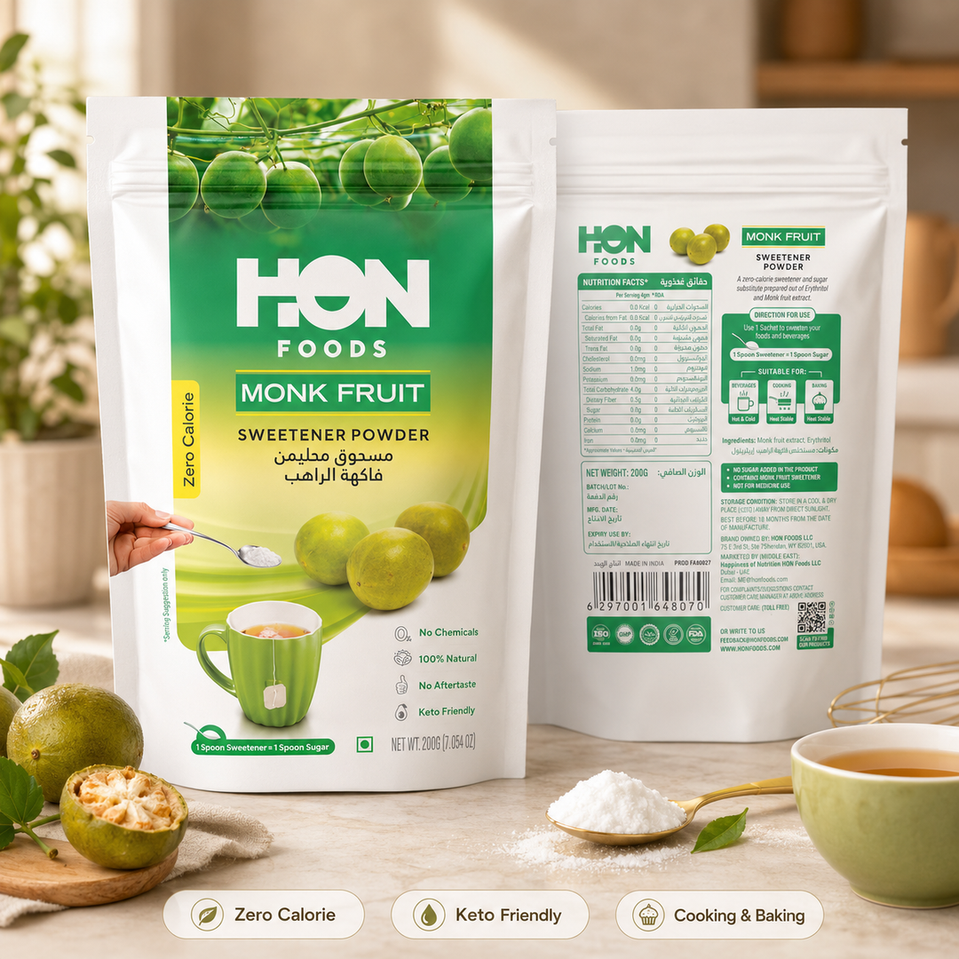 Monk Fruit Sweetener Powder with Erythritol | Monk Fruit Sugar Extract For Cooking & Baking | Natural Sugar Replacer – 200 grams