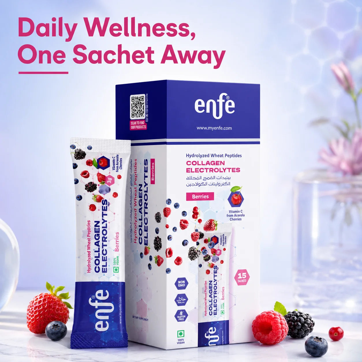 Collagen Electrolytes | Berries | 15 Sachets | Hydration + Skin Support