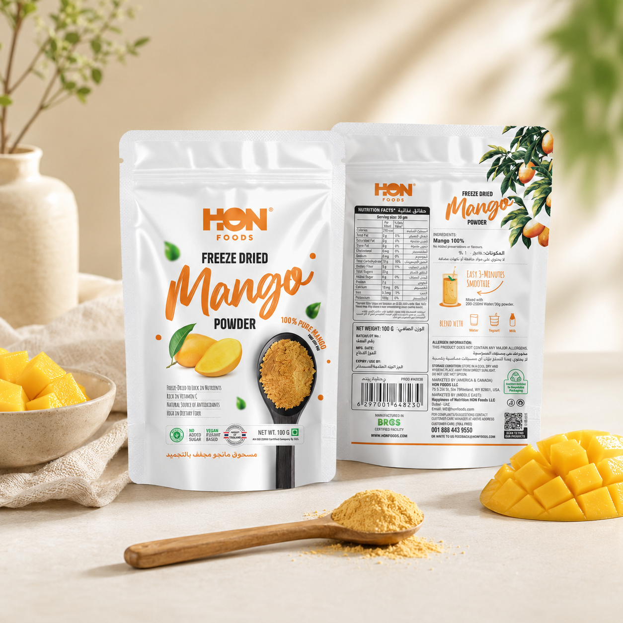 Freeze Dried Mango Drink Powder, Pure Natural 100 gm