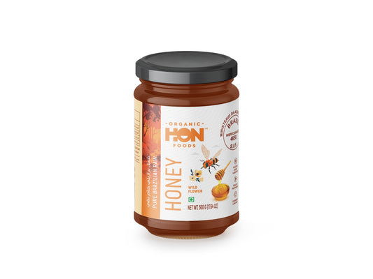 HON FOODS, Organic Pure Brazilian Raw Honey (Wild Flower), 500gm