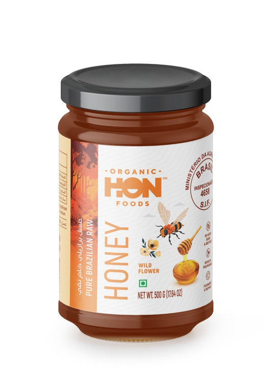 HON FOODS, Organic Pure Brazilian Raw Honey (Wild Flower), 500gm