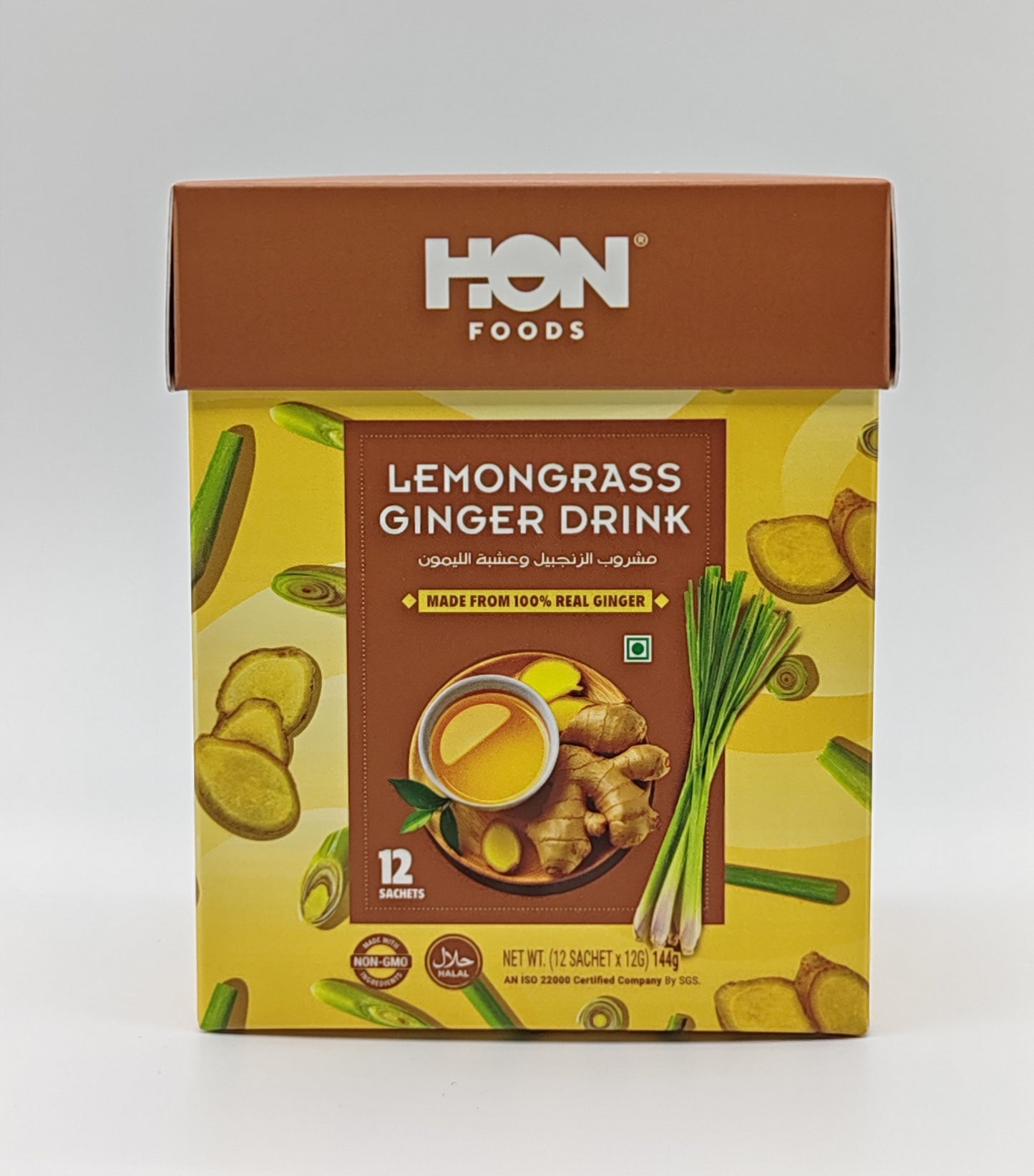 HON FOODS Lemongrass Ginger Drink (Pack of 12 Sachets), Made from 100% Real Ginger