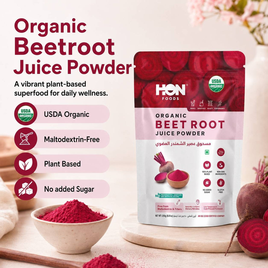 Organic Beetroot Juice Powder 250g-Suitable For Drinks, Smoothies, Beauty & Performance-No Maltodextrin & Fillers-No Added Sugar-USDA Organic-100% Pure Beetroot Juice Powder-Cold Pressed Low Temperature Process-Natural Dietary Nitrates-Plant-Based