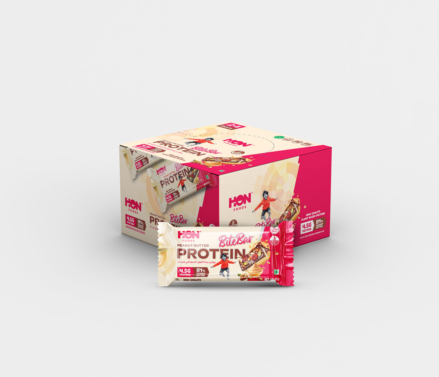 HON FOODS Peanut Butter Protein Bite Bar (Pack of 24)