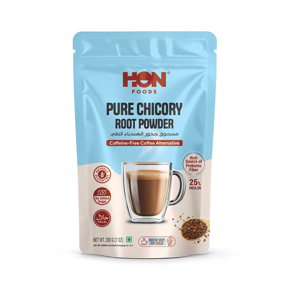 HON FOODS Chicory Root Powder 200 Gram (7 OZ) | Roasted & Granulated | Gluten Free | Rich Source of Inulin Fiber