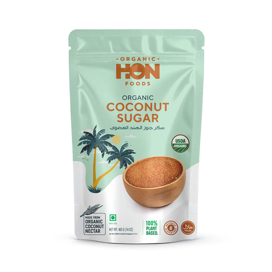 HON FOODS Organic Coconut Sugar, Non Gmo Chemicals Free And All Natural - 400 gm Pack