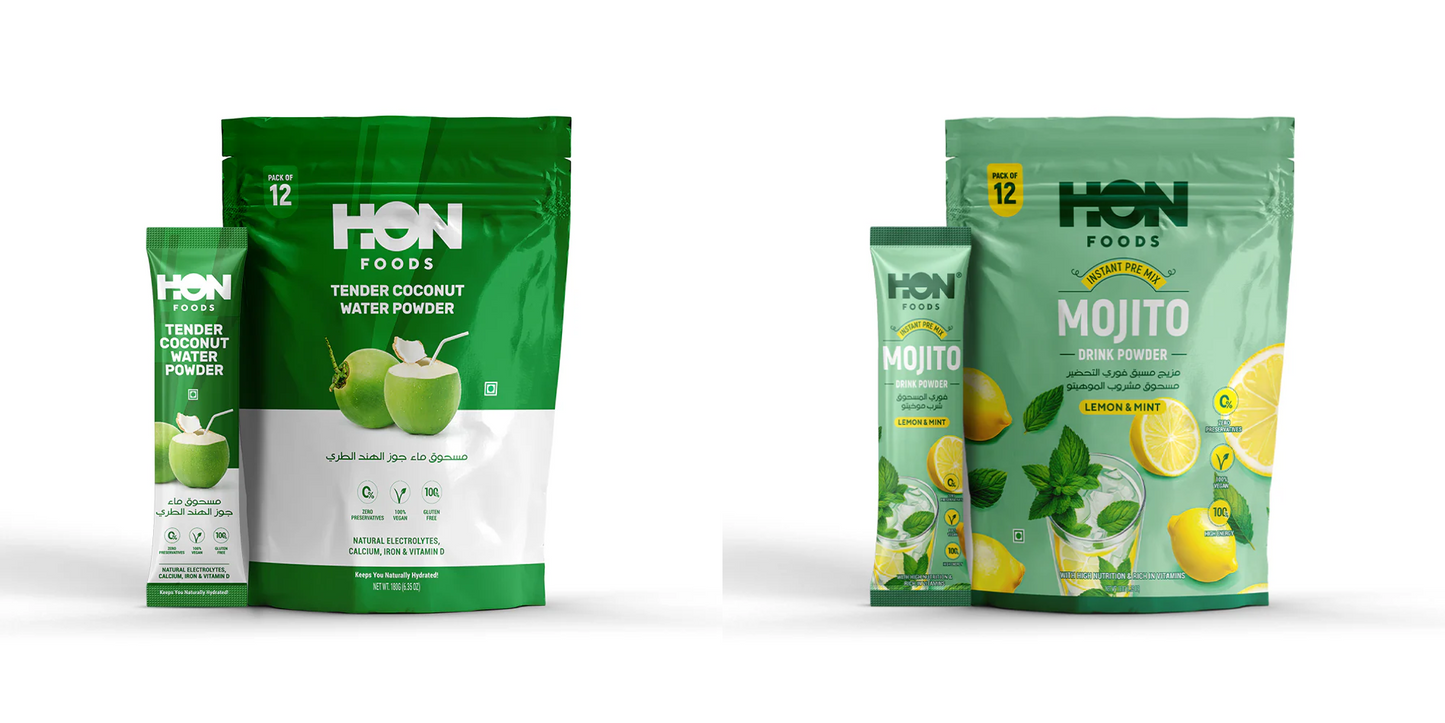 HON FOODS Tender Coconut Powder & Pre Mix Mojito "Combo"